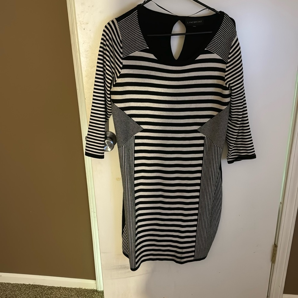 Black and white sweater dress.